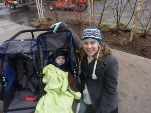 We brought our new stroller to try it out at the zoo...even though we didn't really need a double today. 