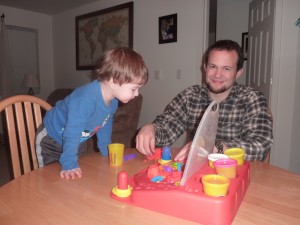 Elias and Daddy playing with plah-doh during our evening together.