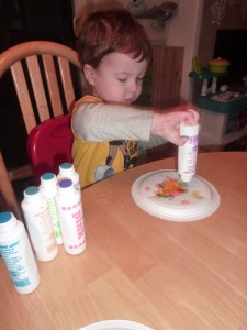 Elias making the flowers.