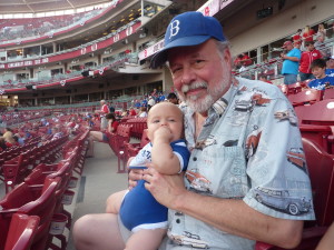 Grandpa and Simon at Simon's first MLB game, and first Dodgers game.