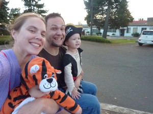 A family pic while riding on the hayride. Elias still talks about it and says, "John drove us!"