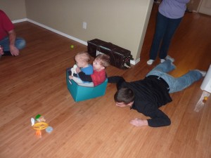 Uncle Scott entertaining the boys while Daddy returned the moving truck and Mommy tried to get a few things done before bed time.