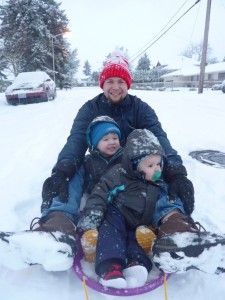 All my boys before I pulled them down the hill.